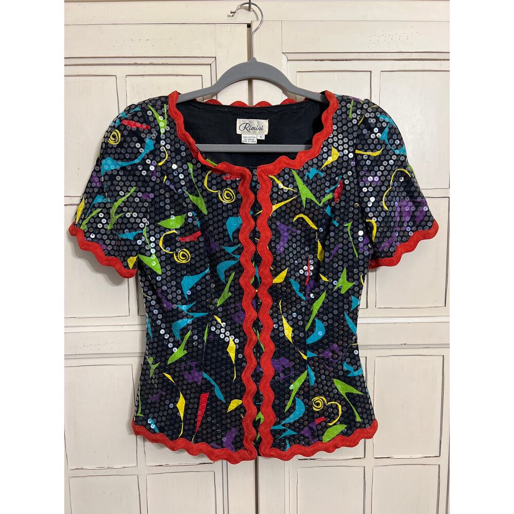 Rimini vintage colorful sequined jacket or top size 6